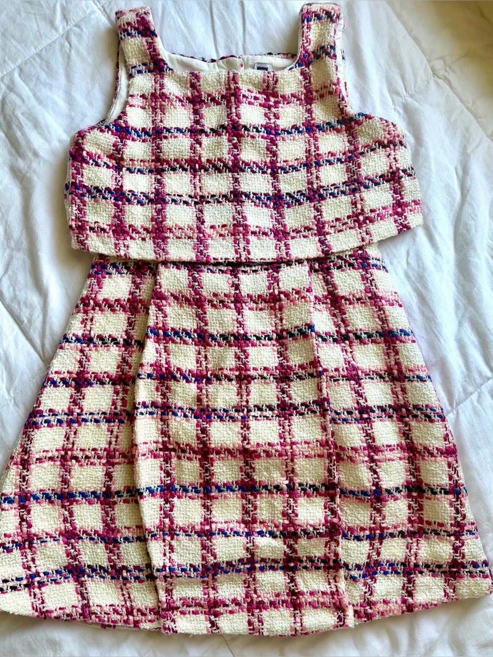 Janie & Jack Girls' Plaid Boucle Tweed Jumper Size 8